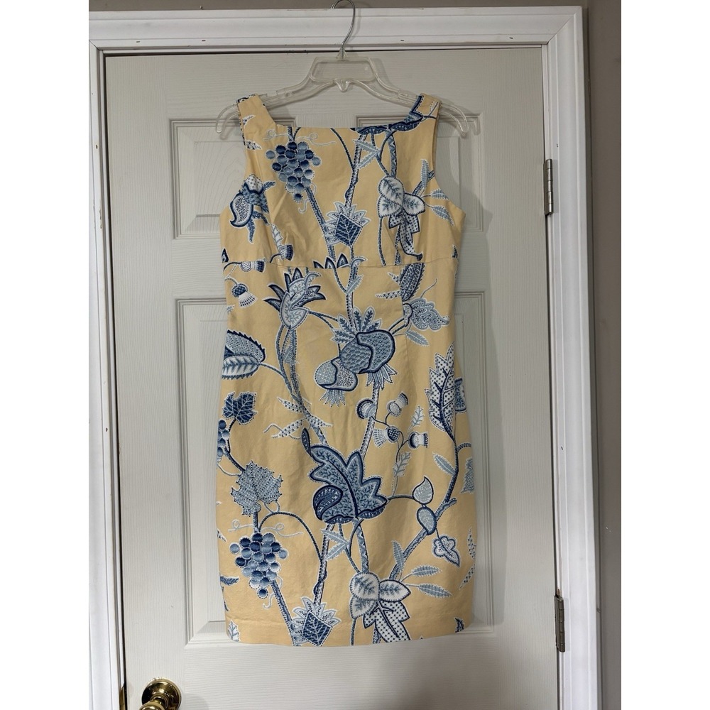 Maggy London Petites Yellow And Blue Floral Size 12 Wedding Guest, Spring Dress